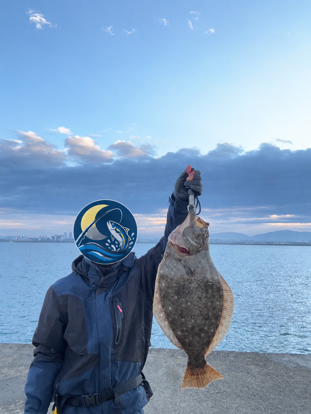 岸和田一文字のエレベーター飲ませで釣った61.5cmのヒラメ