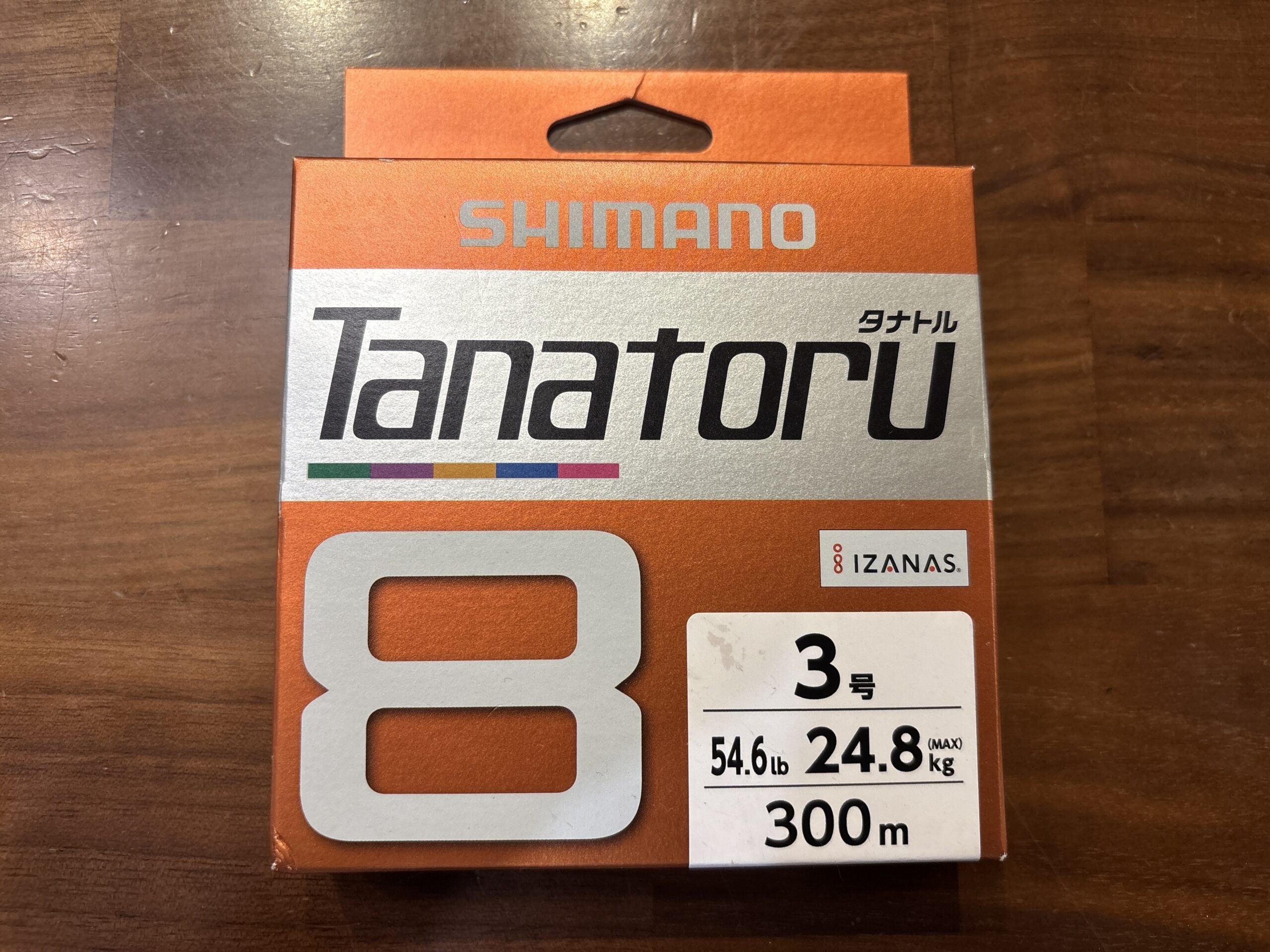 上巻きに使用したシマノのタナトル8 PE3号300mのパッケージ