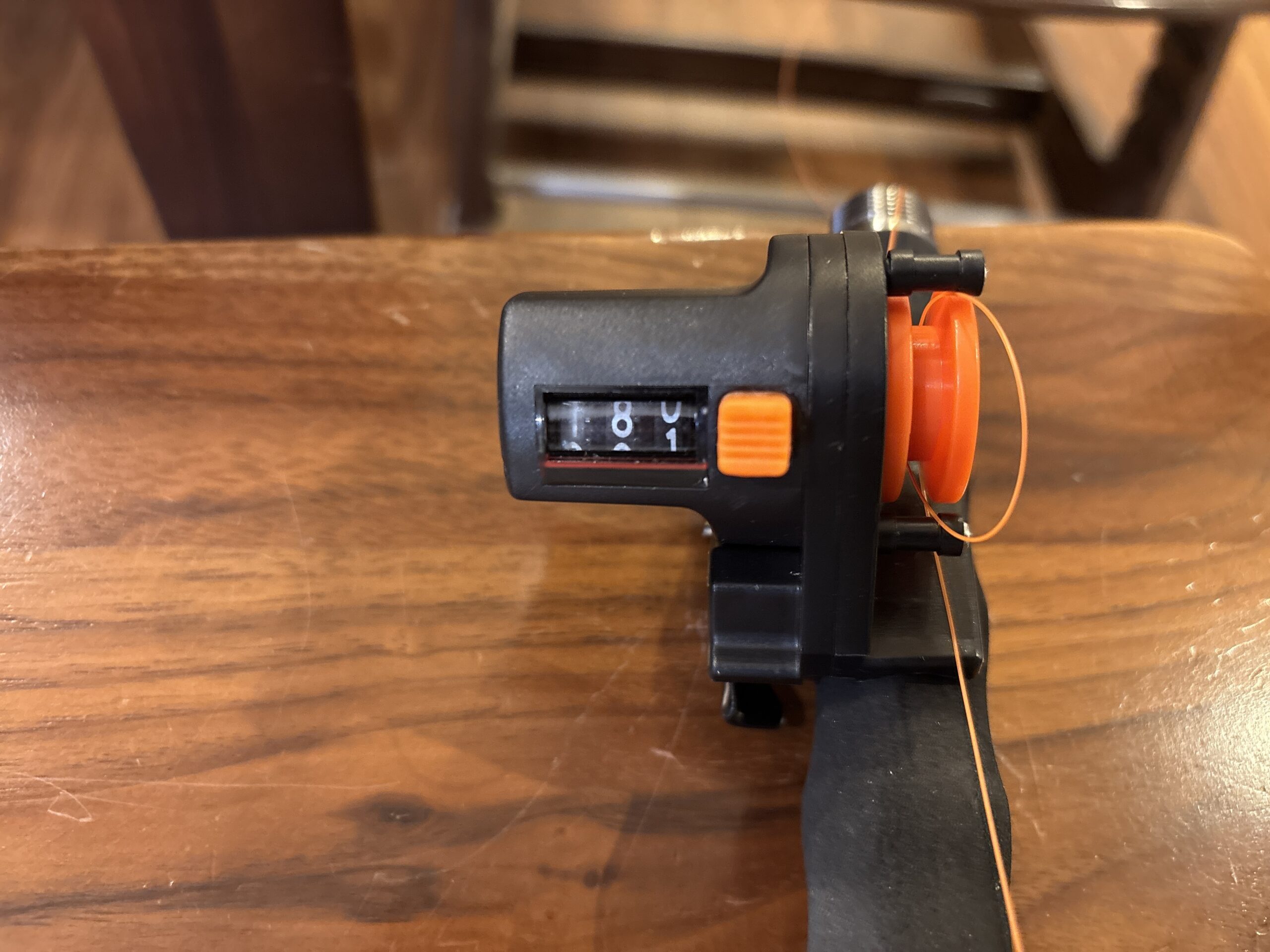ナイロン6号の下巻きを約180m巻いた時点のラインカウンター